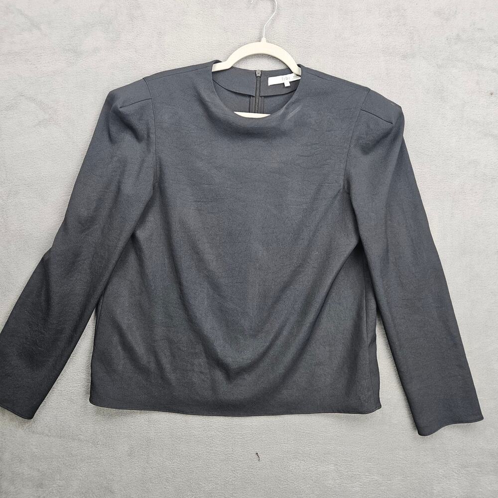 Tibi Structured Gray Blouse Top Back Zip Minimalist Size 6